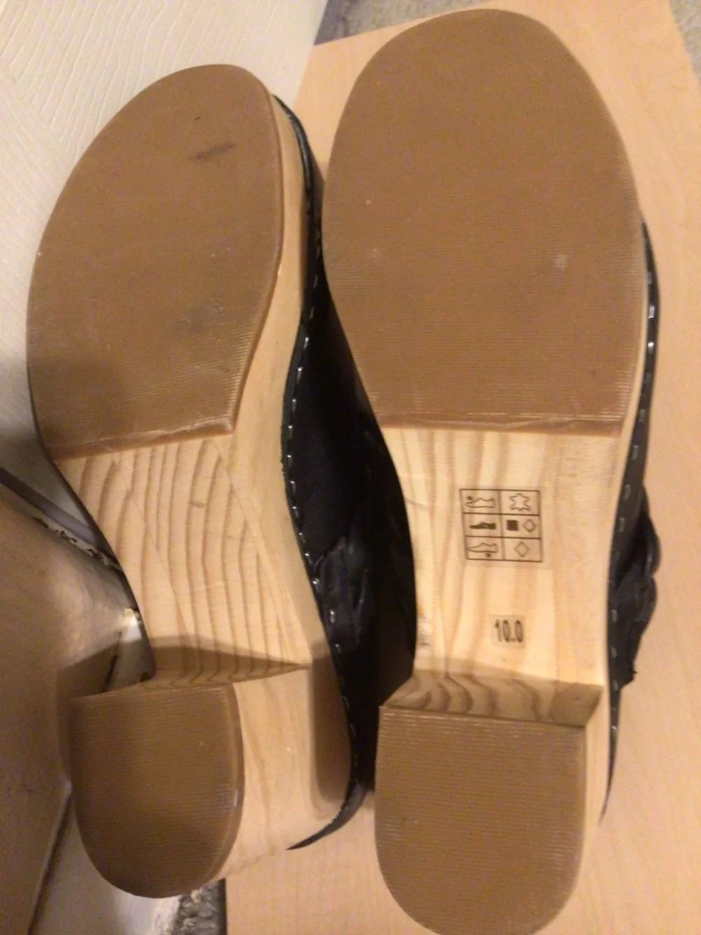 Dolce Vita Black Leather Braided Clog Mules with Wooden Platform Shoes NWOT - Picture 15 of 15